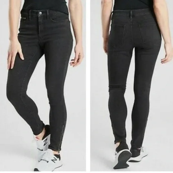 Athelta Sculptek Zip Ankle Stretch Skinny Jeans - Size 4 - carbon wash - Picture 2 of 13